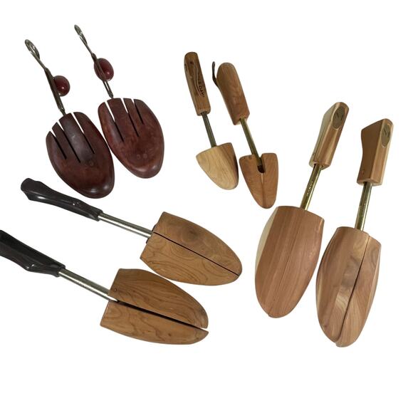 Vtg Wooden Shoe Forms Trees x4 Pairs Rochester Florsheim Golf Day Various Sizes - Picture 1 of 8